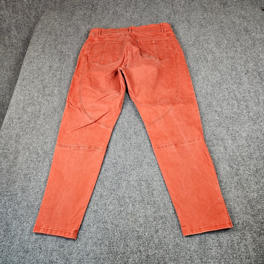 Peruvian Connection Womens Orange Seam Detail Ankle Button Cargo Pants Size 14 - Picture 2 of 12